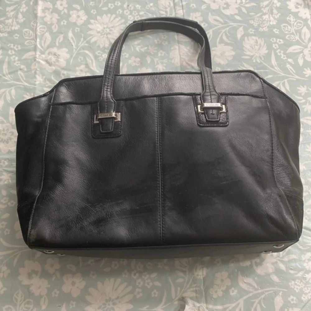 COACH Taylor Leather Alexis Carryall Shoulder Bag Purse in Black F25205